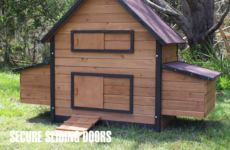 Brunswick Double Nest Box Chicken Coop with Run and Feeders