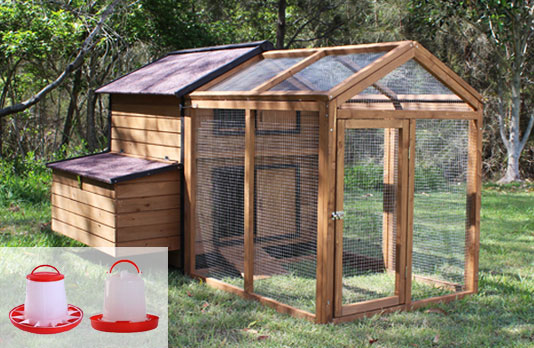 Brunswick XL Chicken Coop Package with Run and Feeders